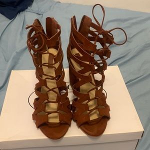 Brown forever 21 caged heels size 6